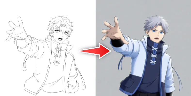 Line art colorization with Komiko