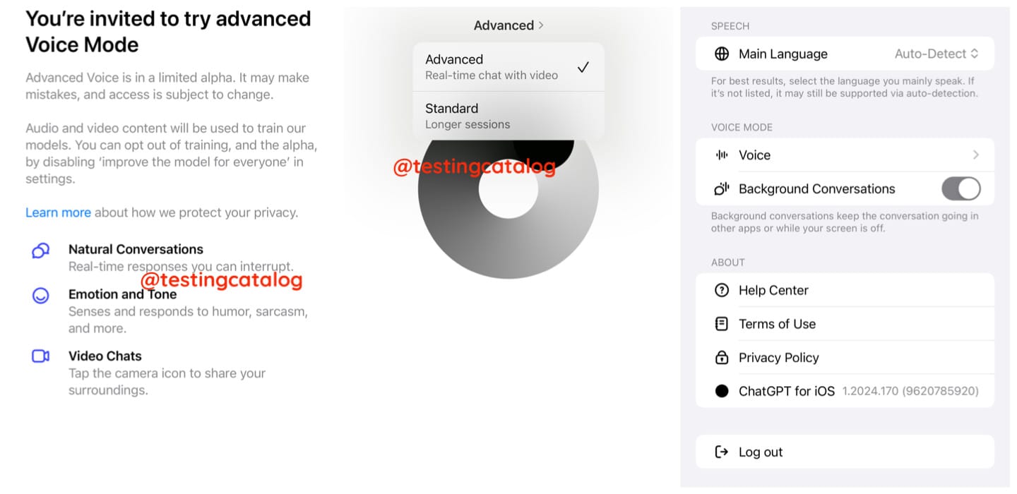 ChatGPT Voice Alpha invite UI