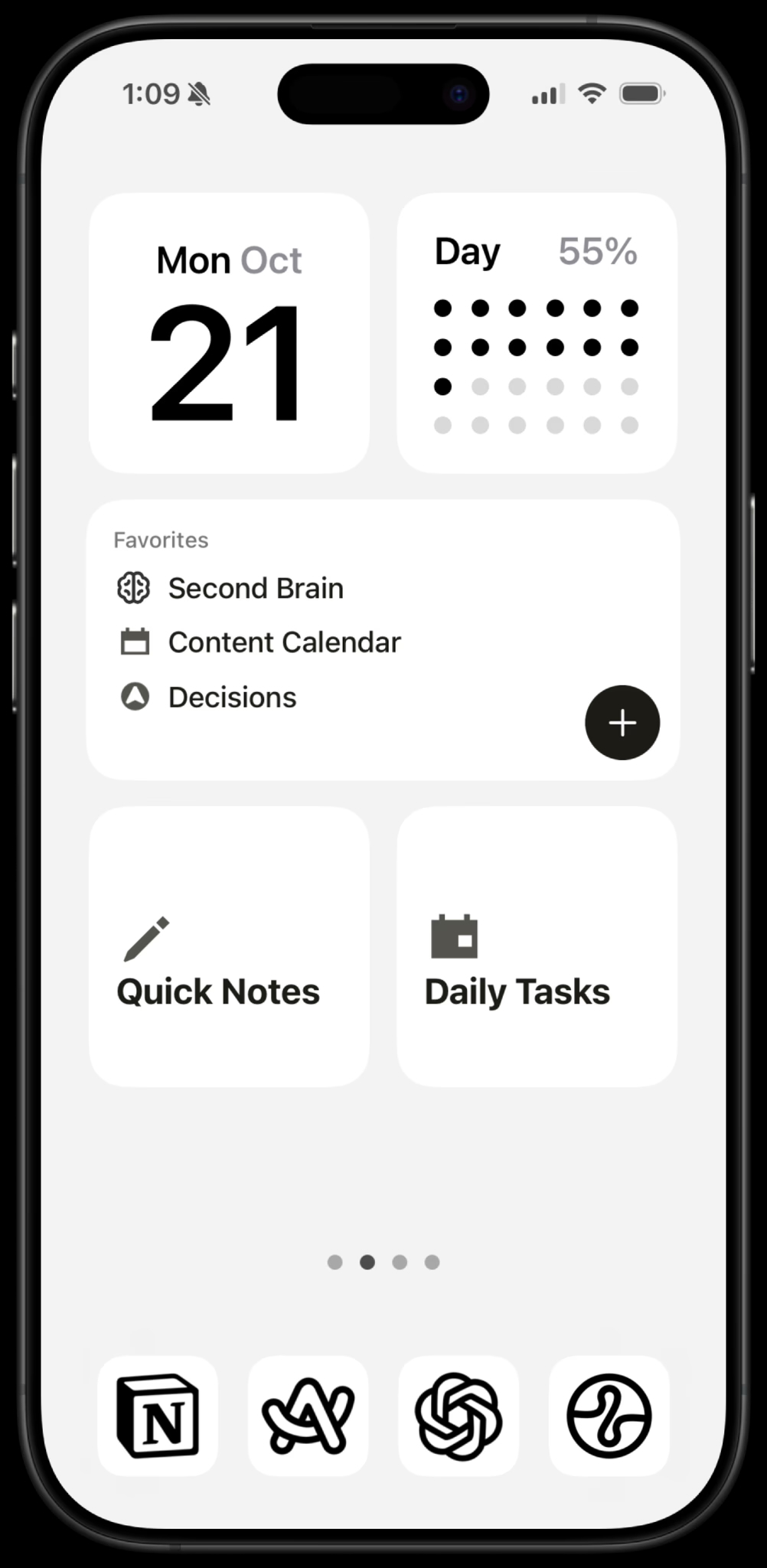Screenshot of minimalist desktop setup after applying the theme.